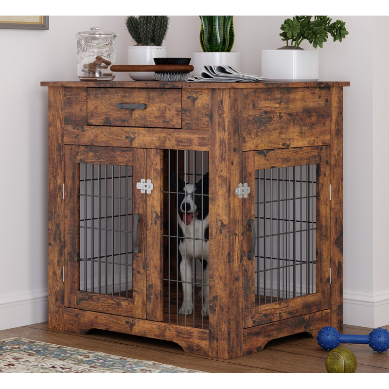 Tucker Murphy Pet™ Wooden Dog Crates Pet Crate Table With Drawer And